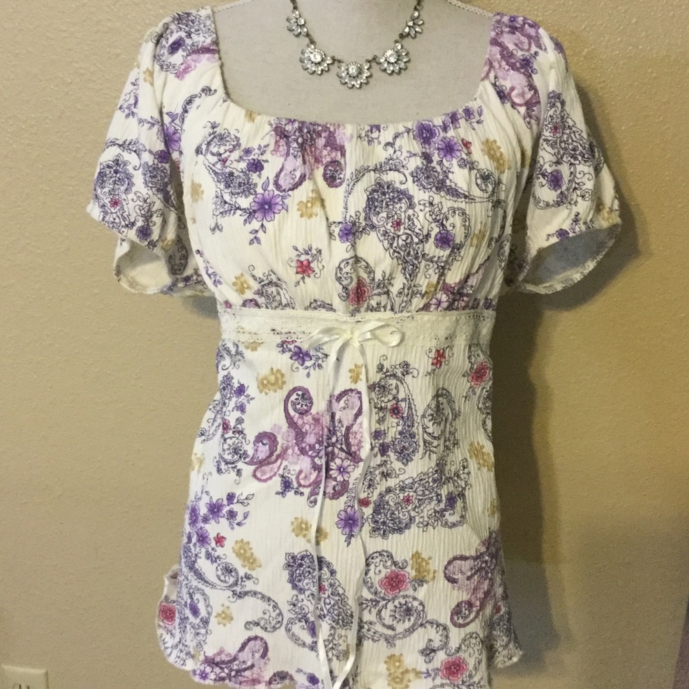 Lane Bryant 18/20 empire waist cream & purple